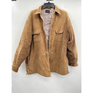 Vintage Country Touch Tan Corduroy Shirt Jacket Button Down Lined Quilted L